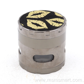 Hexagonal side sticker PU four-layer cigarette grinder